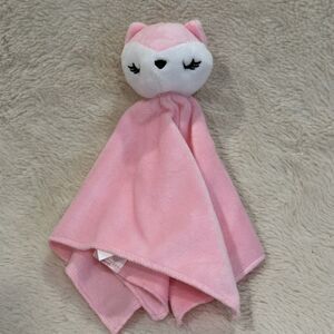 Small Pink White Fox Girls Baby Lovey 11” Plush Security Blanket Toy